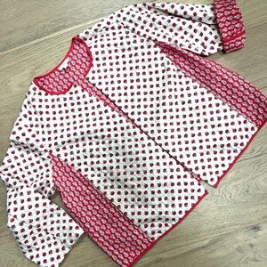 J Jill Red and White Patterned Quilted Jacket